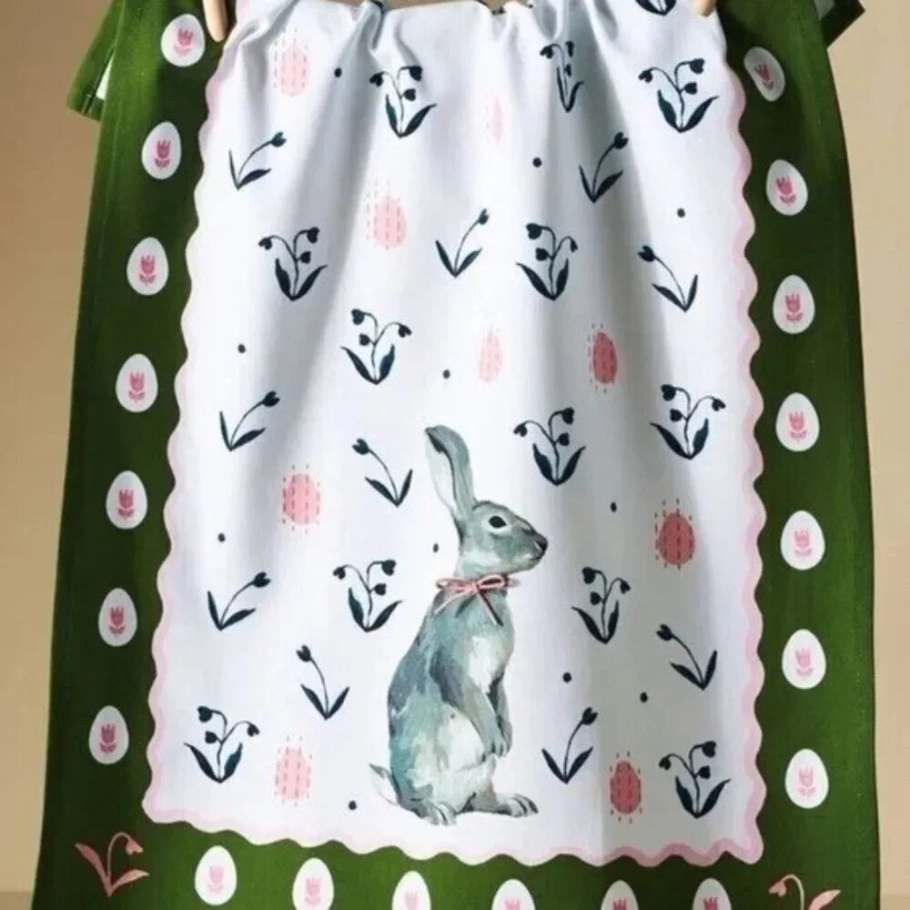 NEW Anthropologie Bunny Blossoms Spring Dish Hand Tea Towel